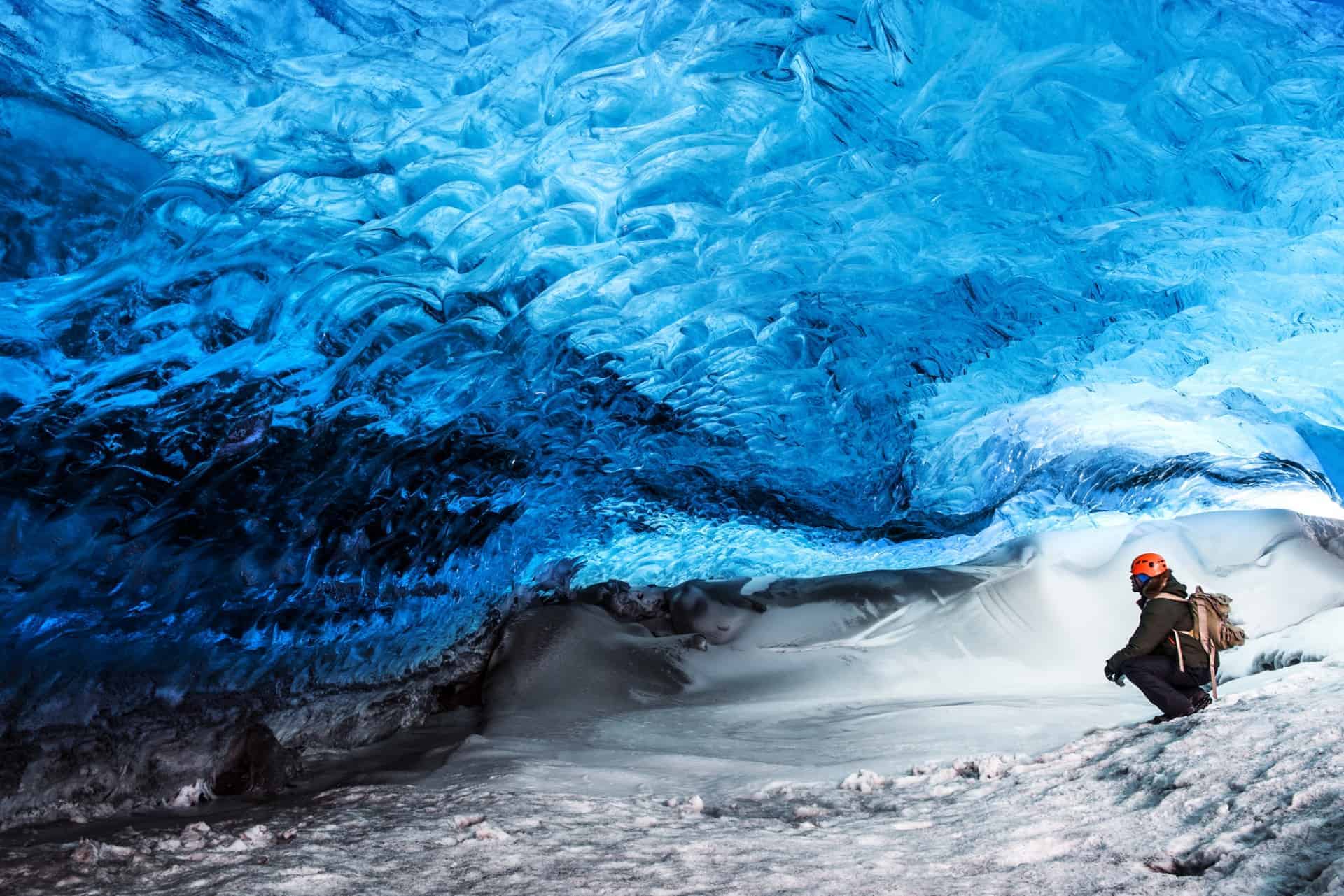 Iceland glacier ice cave