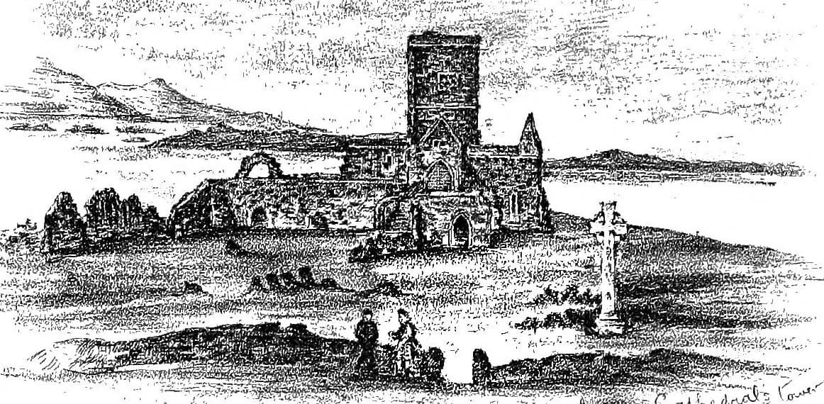 A drawing of Iona Abbey from around 1890