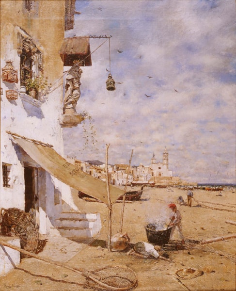 A painting of Sitges by Joan Roig Soler around 1885