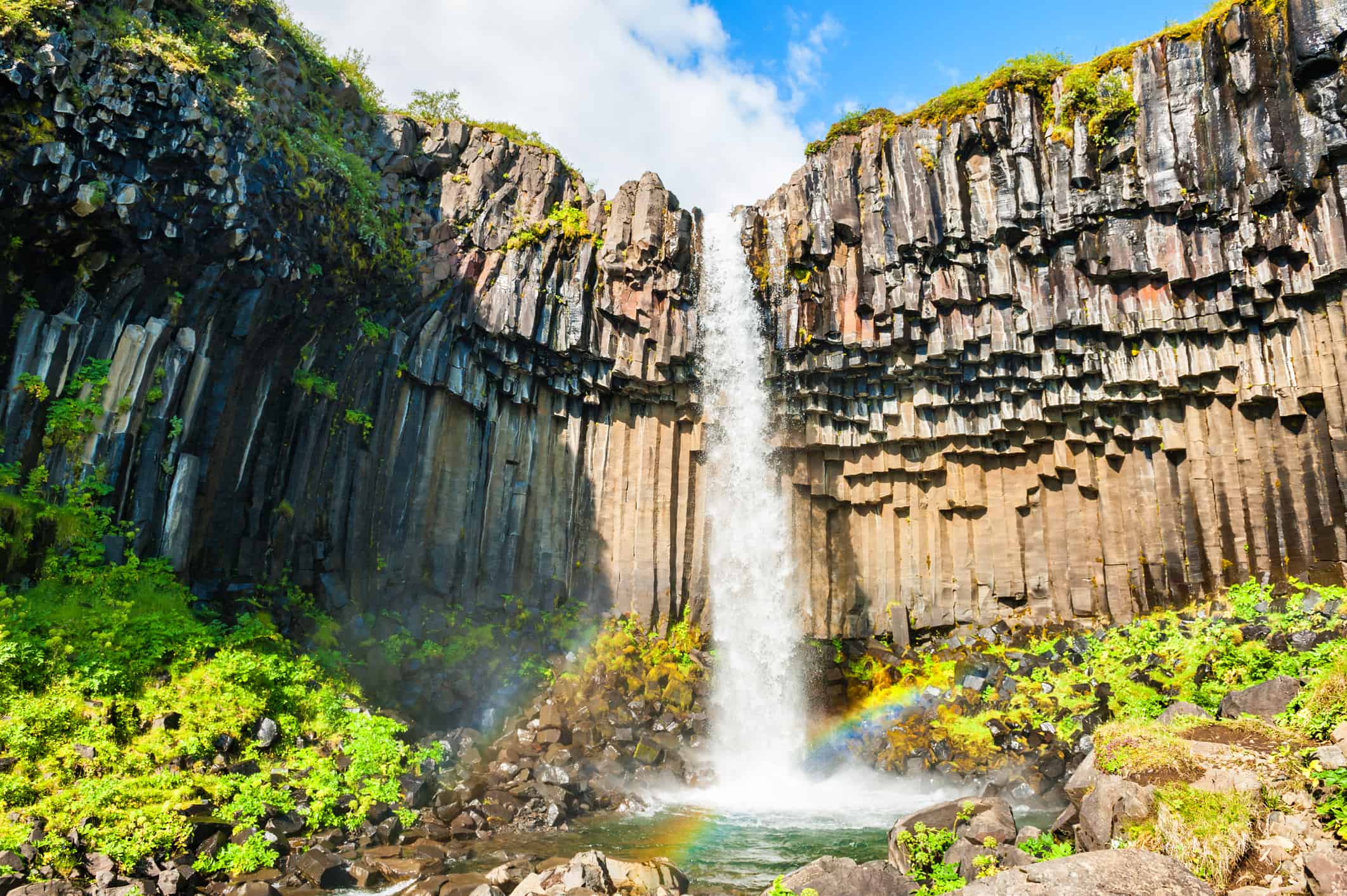 Svartifoss waterfall in Skaftafell national park, Iceland.