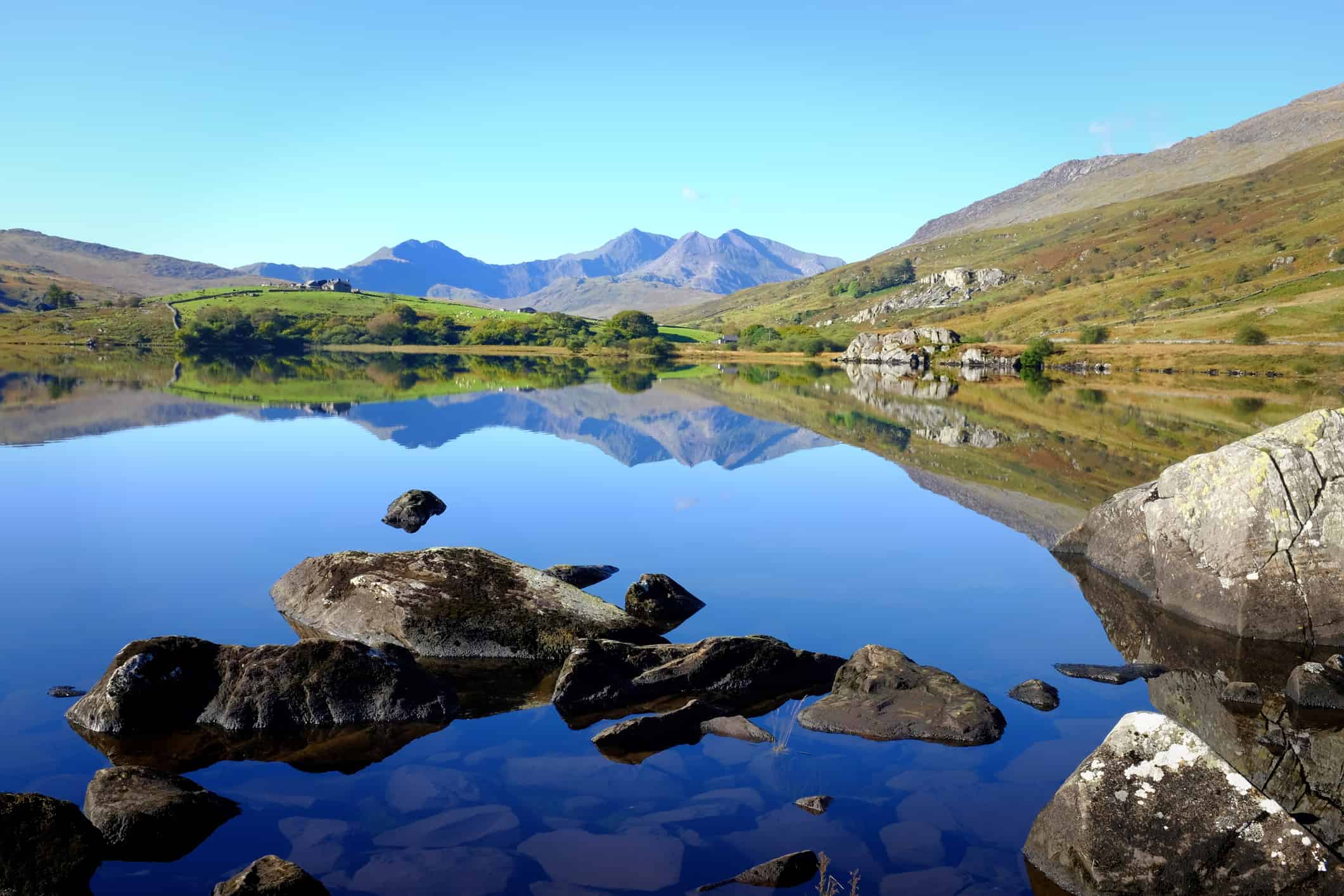 View of the mountains in Snowdonia, Wales, UK 