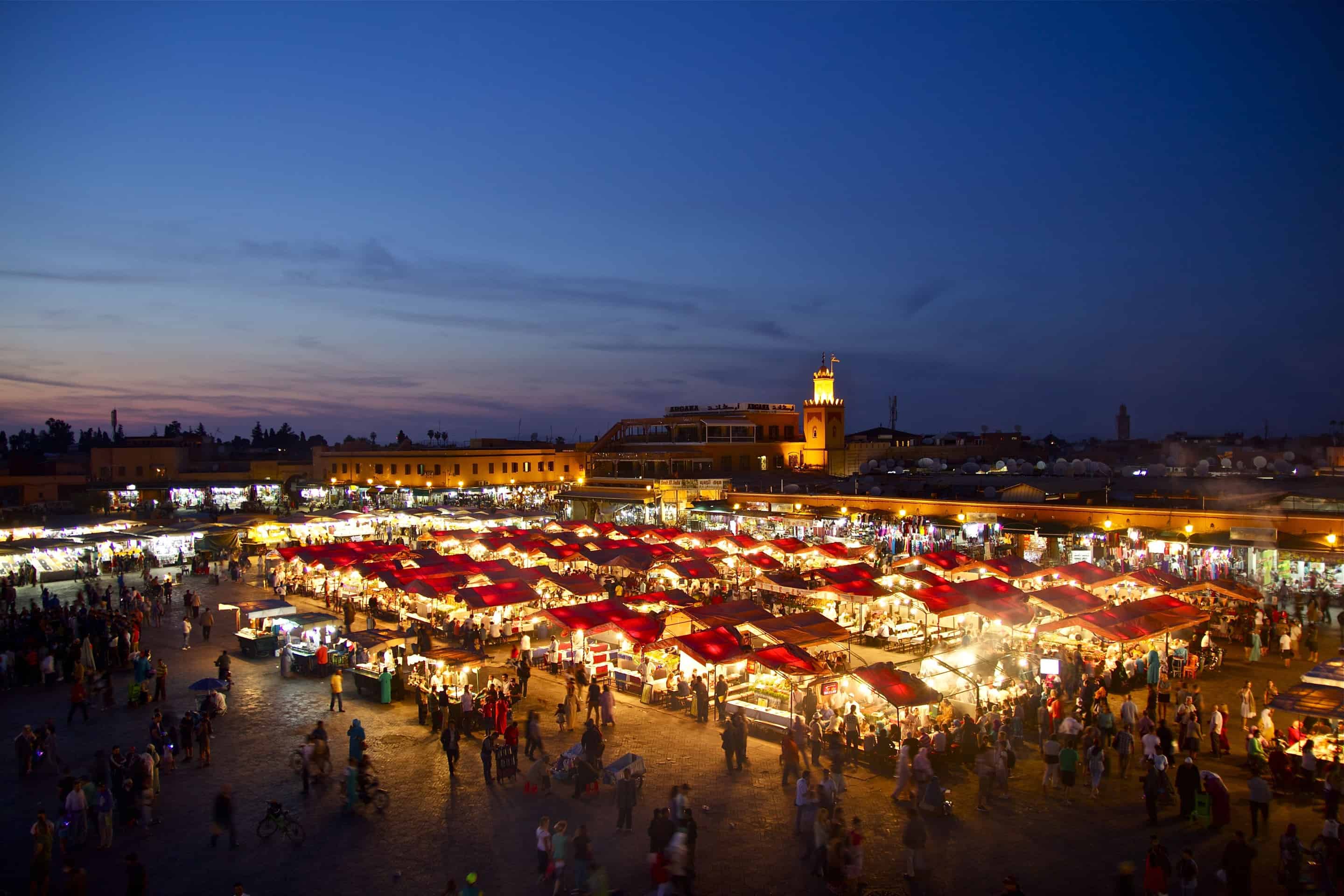 The Marrakech market at night, Marrakech, Morocco