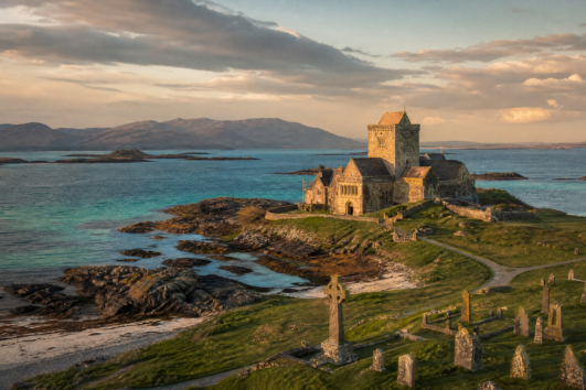 Iona Abbey at golden hour